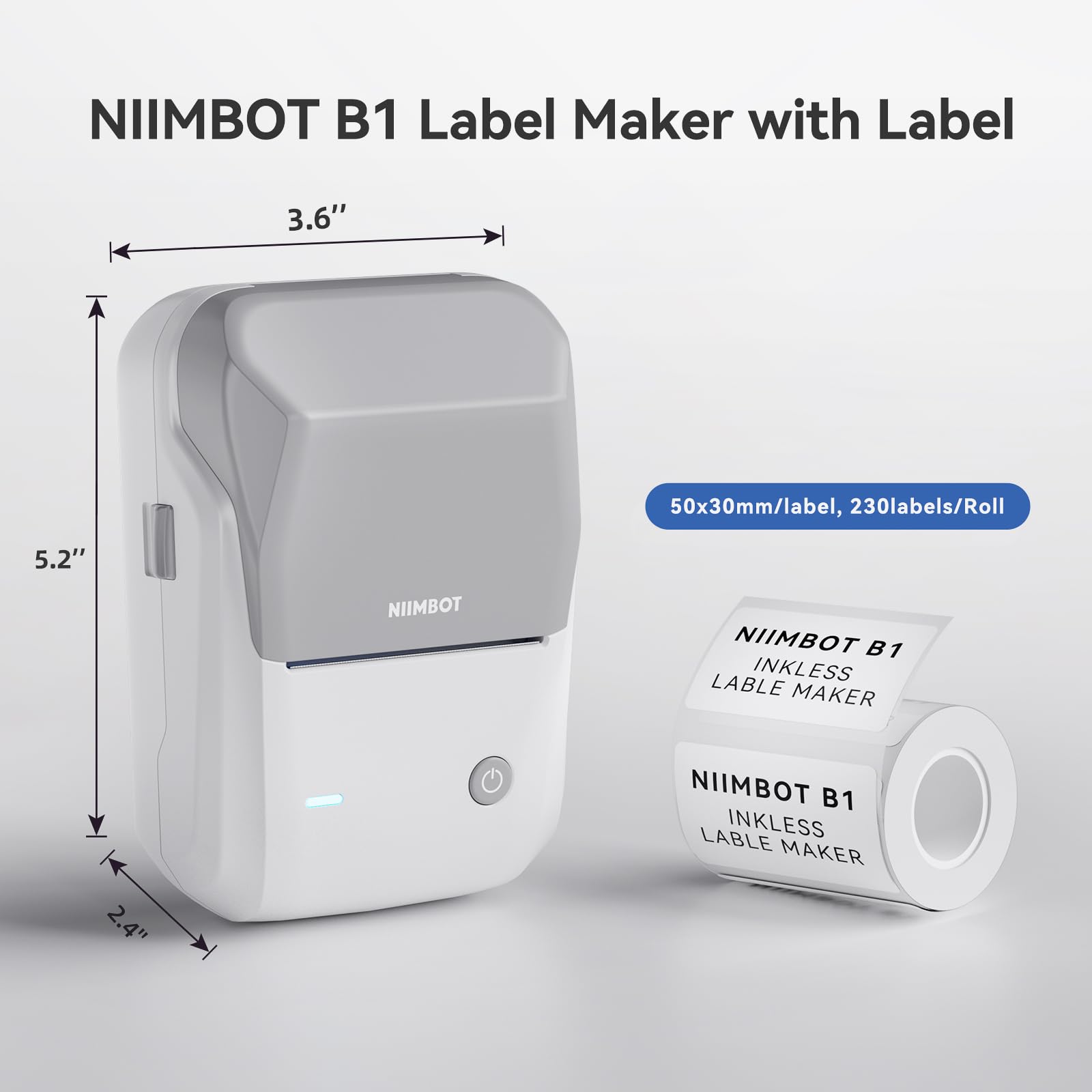 NB493 - NIIMBOT - B1 - PORTABLE THERMAL LABEL BLUETOOTH PRINTER INCLUDING FREE LABEL (50*30MM - WHITE)