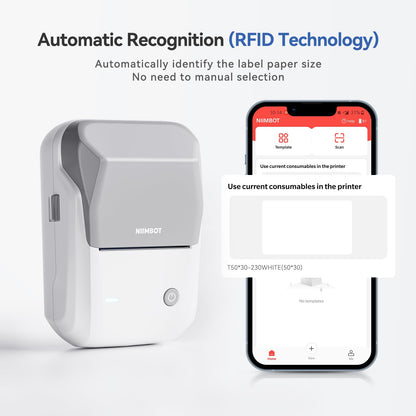 NB493 - NIIMBOT - B1 - PORTABLE THERMAL LABEL BLUETOOTH PRINTER INCLUDING FREE LABEL (50*30MM - WHITE)