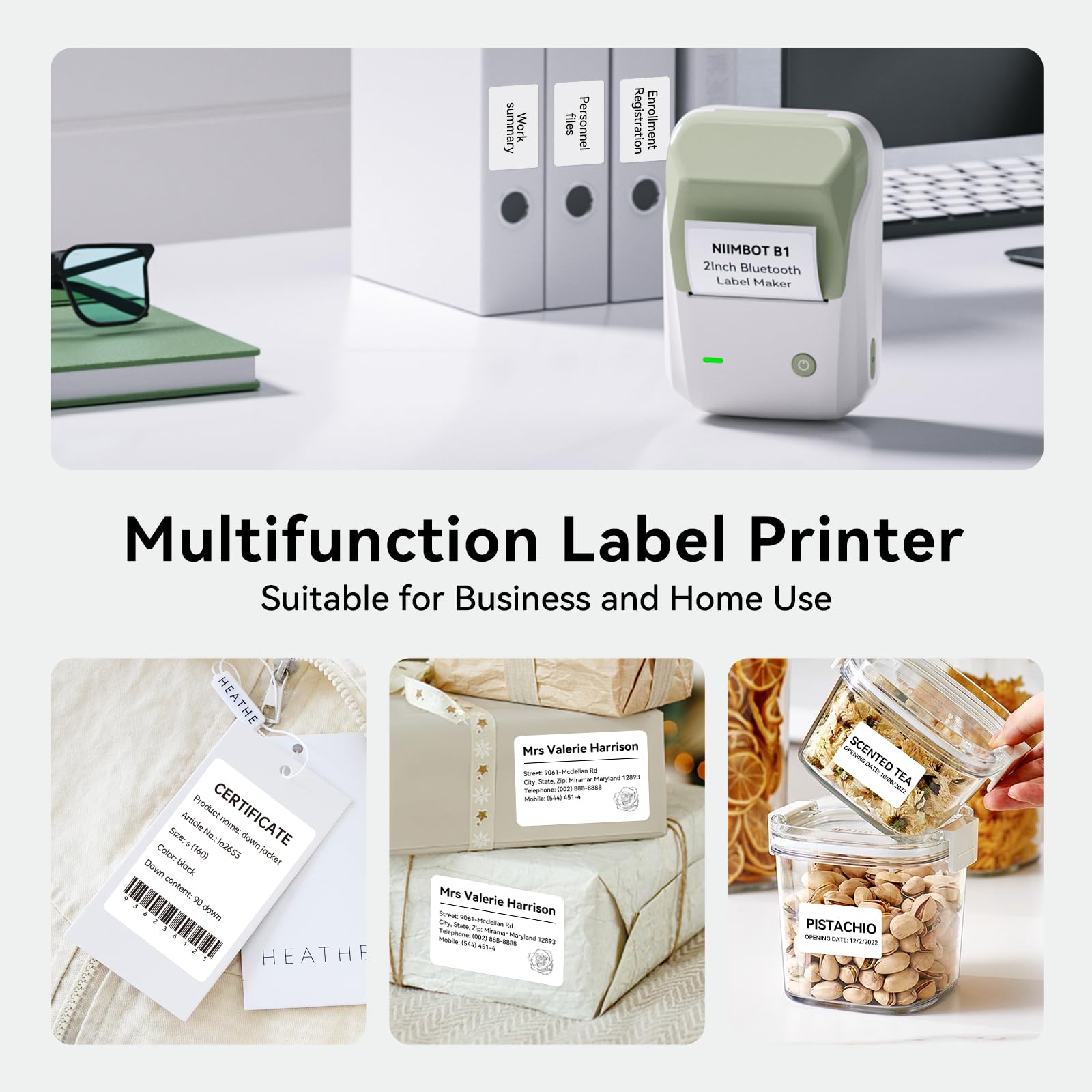 NB493 - NIIMBOT - B1 - PORTABLE THERMAL LABEL BLUETOOTH PRINTER INCLUDING FREE LABEL (50*30MM - WHITE)