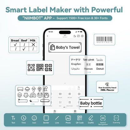 NB493 - NIIMBOT - B1 - PORTABLE THERMAL LABEL BLUETOOTH PRINTER INCLUDING FREE LABEL (50*30MM - WHITE)