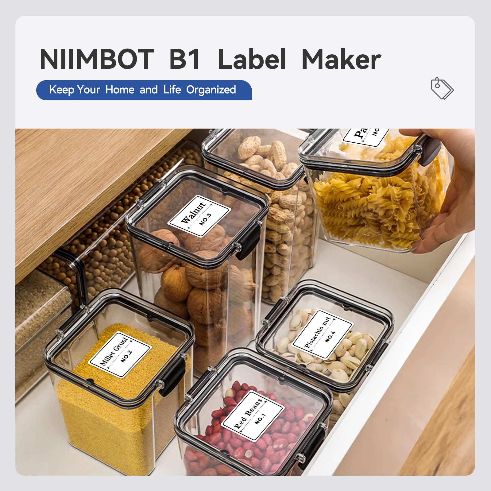 NB493 - NIIMBOT - B1 - PORTABLE THERMAL LABEL BLUETOOTH PRINTER INCLUDING FREE LABEL (50*30MM - WHITE)