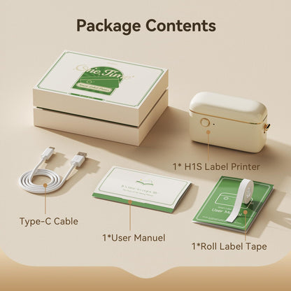 NIIMBOT - PORTABLE BLUETOOTH LABEL PRINTER - H1S MODEL INCLUDING FREE LABEL TAPE - 15MM * 7.5METERS - CONTINUOUS LABEL ROLL FEATURE