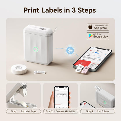 NIIMBOT - D110_M - PORTABLE BLUETOOTH LABEL PRINTER INCLUDING FREE LABEL ROLL (12*40MM - WHITE)