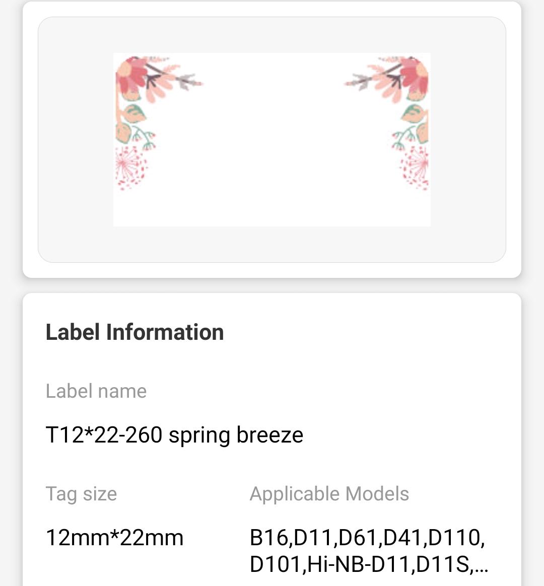 NB124 - NIIMBOT - D11 / D101 / D110 - 12*22MM - 260 THERMAL LABELS - SPRING RED DESIGN