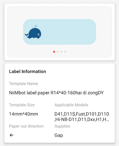 NB146 - NIIMBOT - D11 / D101 / D110 - RP14*40 - 160 LABELS PER ROLL -  MIXED SEA ANIMALS DESIGN