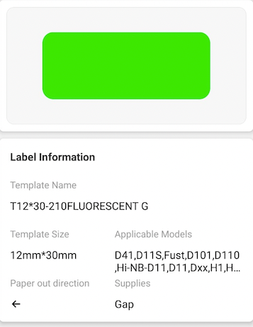 NB173 - NIIMBOT - D11 / D101 / D110 - R12*30 - 210 LABELS PER ROLL - BRIGHT GREEN DESIGN