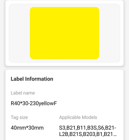 NB222 - NIIMBOT - B1 / B21 / B3S - 30*40MM - 230 LABELS PER ROLL - SOLID - YELLOW