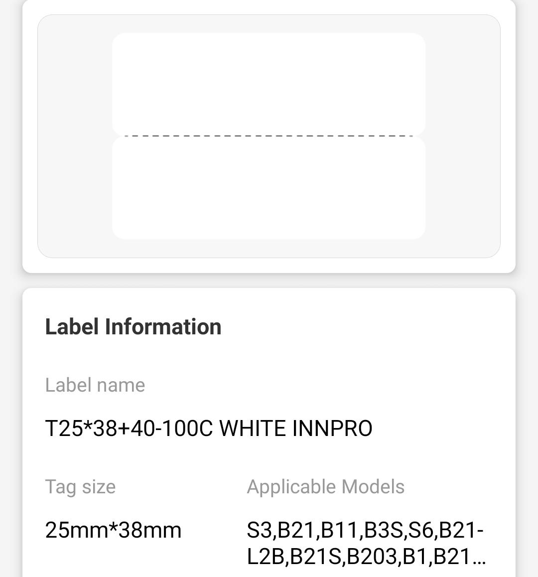 NB246 - NIIMBOT - B1 / B21 / B3S - 25*78MM - 100 LABELS PER ROLL - CABLE / JEWELLERY - WHITE