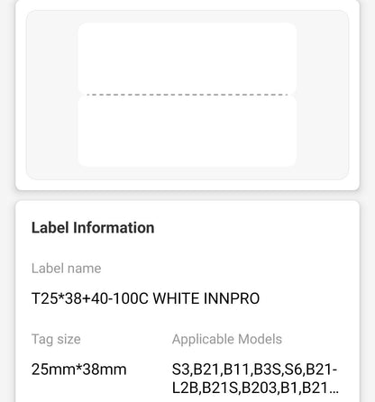 NB246 - NIIMBOT - B1 / B21 / B3S - 25*78MM - 100 LABELS PER ROLL - CABLE / JEWELLERY - WHITE