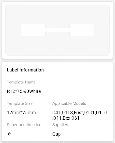 NB277 - NIIMBOT - D11 / D101 / D110 - R12*75 - 90 LABELS PER ROLL - JEWELLERY - WHITE