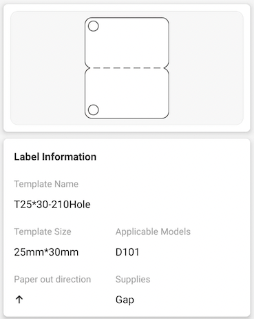 NB340 - NIIMBOT - D101 ONLY - R25*30 - 210 LABELS PER ROLL - WITH HOLE DESIGN