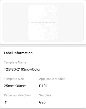 NB343 - NIIMBOT - D101 ONLY - R25*30 - 210 LABELS PER ROLL - SNOW COLOUR DESIGN