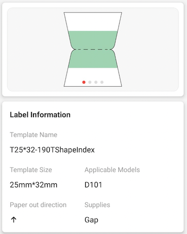 NB347 - NIIMBOT - D101 ONLY - R25*32 - 190 LABELS PER ROLL - T SHAPE INDEX DESIGN