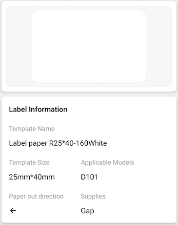 NB358 - NIIMBOT - D101 ONLY - R25*40 - 160 LABELS PER ROLL - WHITE