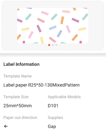 NB368 - NIIMBOT - D101 ONLY - R25*50- 130 LABELS PER ROLL- MIXED PATTERN DESIGN