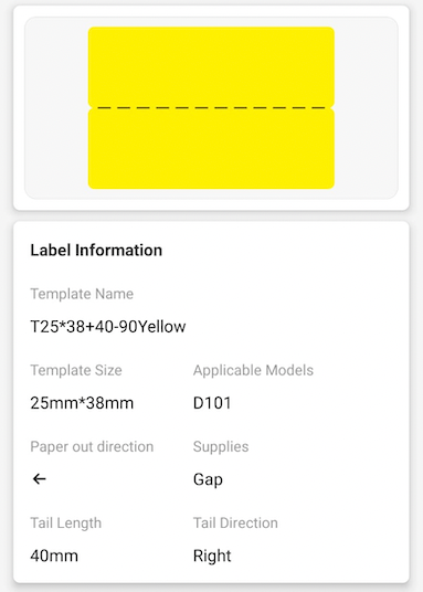 NB381 - NIIMBOT - D101 ONLY - R25*78 - 90 LABELS PER ROLL - YELLOW DESIGN