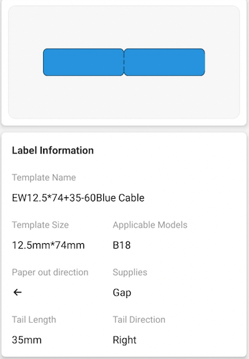 NB405 - NIIMBOT - B18 - EW12.5*109mm - 60 LABELS PER ROLL - BLUE COLOUR DESIGN