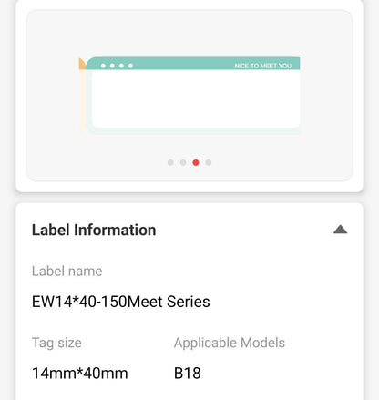 NB420 - NIIMBOT - B18 - EW14*40mm - 150 LABELS PER ROLL - NICE TO MEET YOU DESIGN