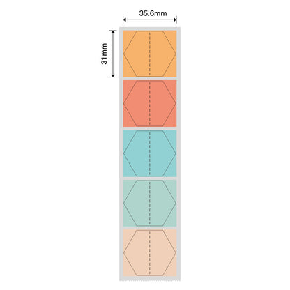 NB436 - NIIMBOT - B1 / B21 / B3S - 35.6*31MM - 220 THERMAL LABELS (MULTI-COLOUR) - HEXAGON DESIGN