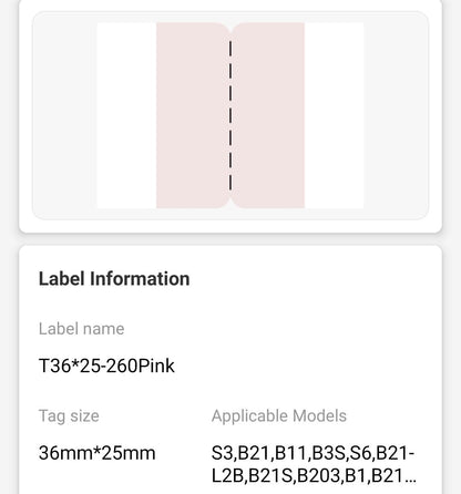 NB442 - NIIMBOT - B1 / B21 / B3S - T36*25 - 260 LABELS PER ROLL -  PINK INDEX STICKER DESIGN