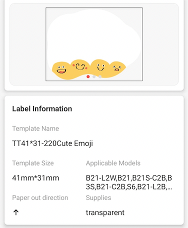 NB473 - NIIMBOT - B1 / B21 / B3S - TT41*31 - 220 LABELS PER ROLL -  CUTE EMOJIS DESIGN