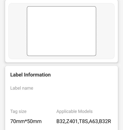 NB478 - NIIMBOT - Z401 ONLY - PL70*50-300 - THERMAL TRANSFER LABELS - WHITE