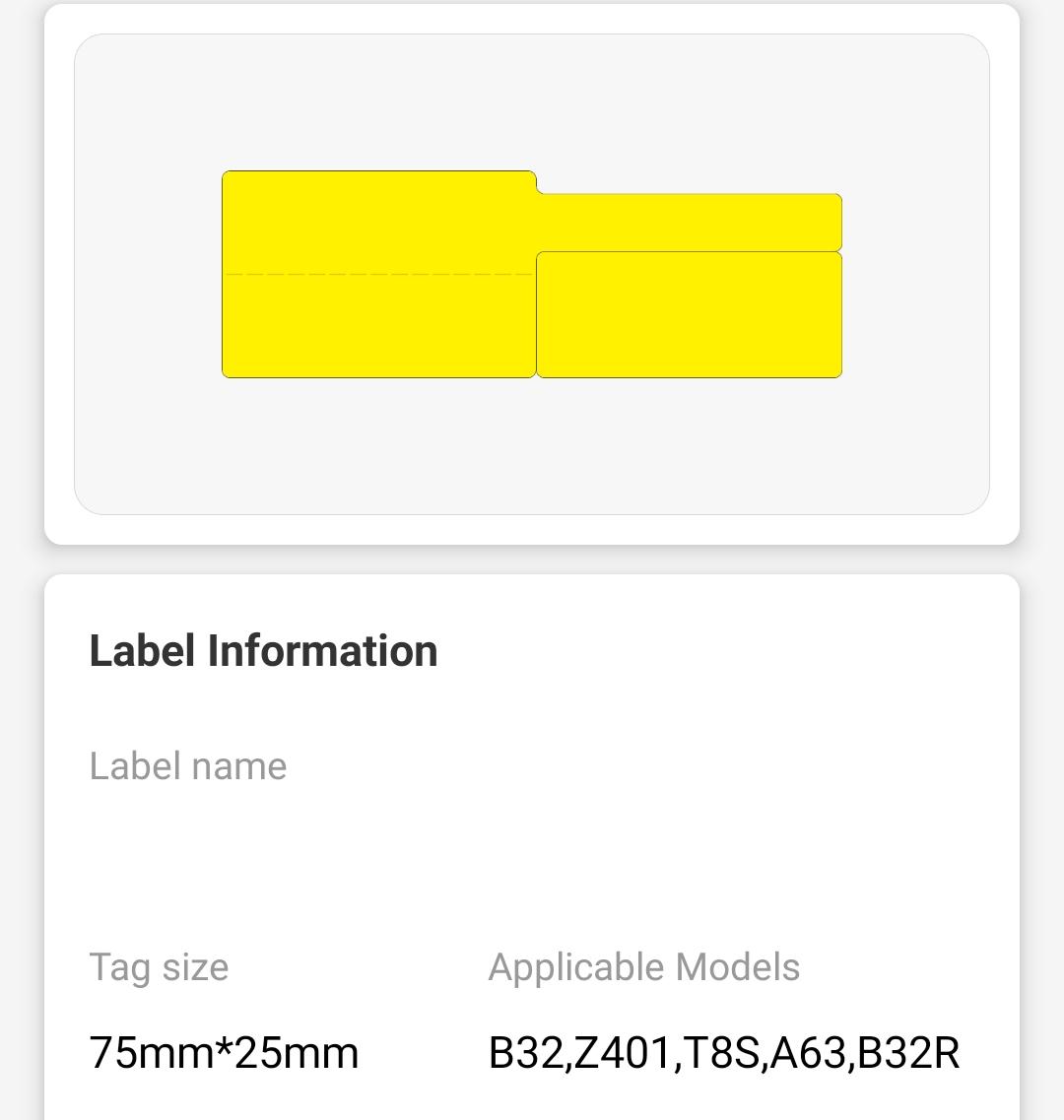 NB492 - NIIMBOT - Z401 ONLY - THERMAL TRANSFER LABELS - P38*25+37-500 MULTIPURPOSE YELLOW CABLE