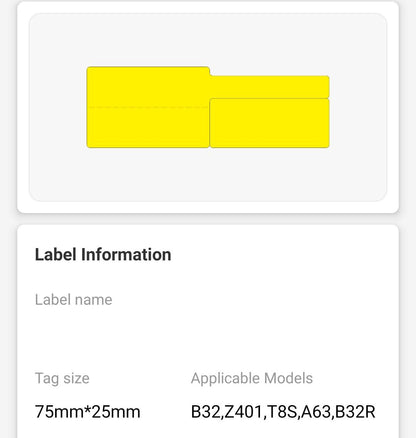 NB492 - NIIMBOT - Z401 ONLY - THERMAL TRANSFER LABELS - P38*25+37-500 MULTIPURPOSE YELLOW CABLE