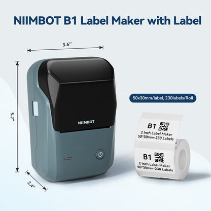 NB493 - NIIMBOT - B1 - PORTABLE THERMAL LABEL BLUETOOTH PRINTER INCLUDING FREE LABEL (50*30MM - WHITE)