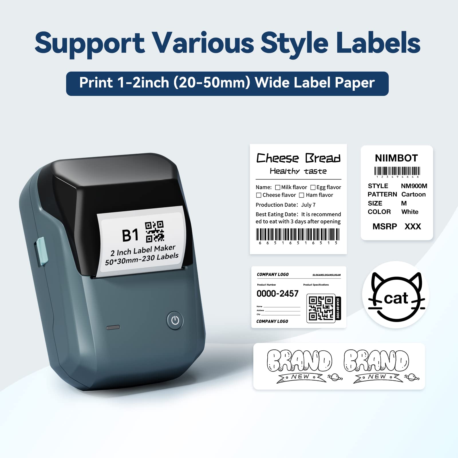 NB493 - NIIMBOT - B1 - PORTABLE THERMAL LABEL BLUETOOTH PRINTER INCLUDING FREE LABEL (50*30MM - WHITE)